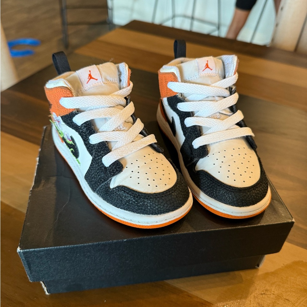 Jordan Black and White High-Top Sneakers with Velcro Strap